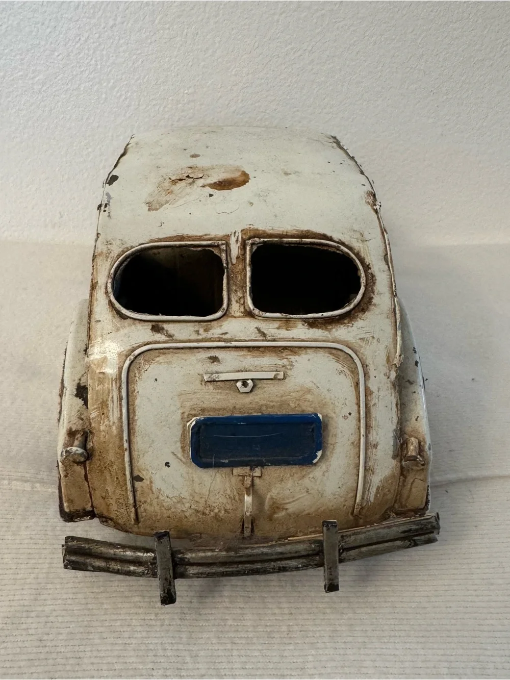 Vintage 1930s Style Metal Sedan Car Model Large 13” Rustic Decor